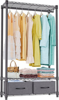 IZEUK Heavy Duty Garment Rack Wire Clothes Rack for Hanging Clothes, Metal Freestanding Closet Wardrobe Rack with 1 Rod and 2 Drawers Dark Grey 15.7" D x 35.5" W x 72.4" H