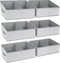 DIMJ Large Closet Shelf Organizer Bins 6 Packs with Handles and Divider, Fabric Trapezoid Storage Baskets, Foldable Clothes Containers Box for Shelf, Towel, Book, Toy, Purse, Hats, Grey
