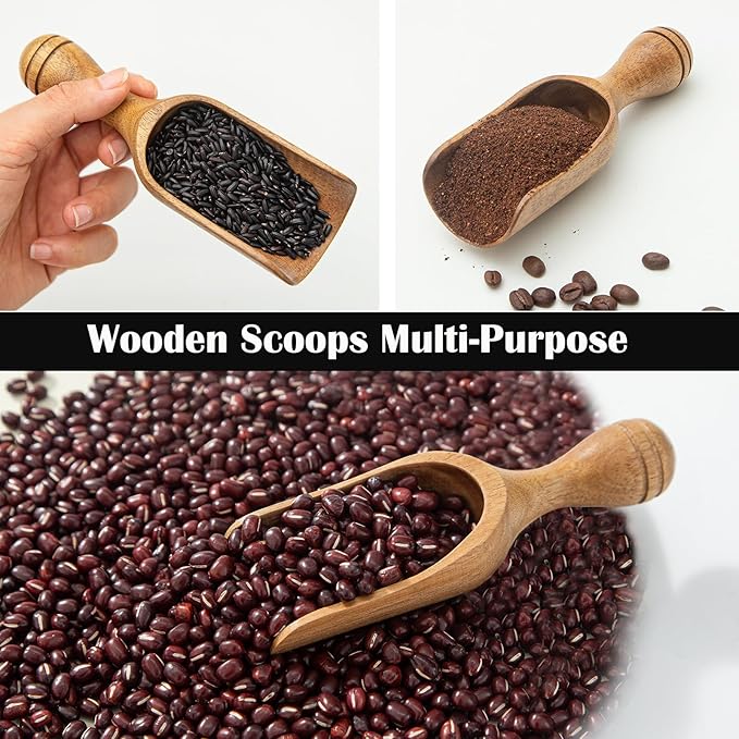 Big Coffee Scoops Shovel,Large Ground Coffee Scoop 2PCS Large Wooden Scoops for Jars 5.9″ Acacia Measuring Spoons for Coffee, Kitchen Scoop for Tea,Coffee, Powder, Bath Salts,Laundry -Multifunctional