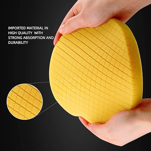Yellow Medium Cut Pad, 3Pcs 5 Inch Buffing Polishing Pads for 125mm Backing Plate Buffing Sponge for Car Buffer Polisher Compounding, Polishing and Waxing