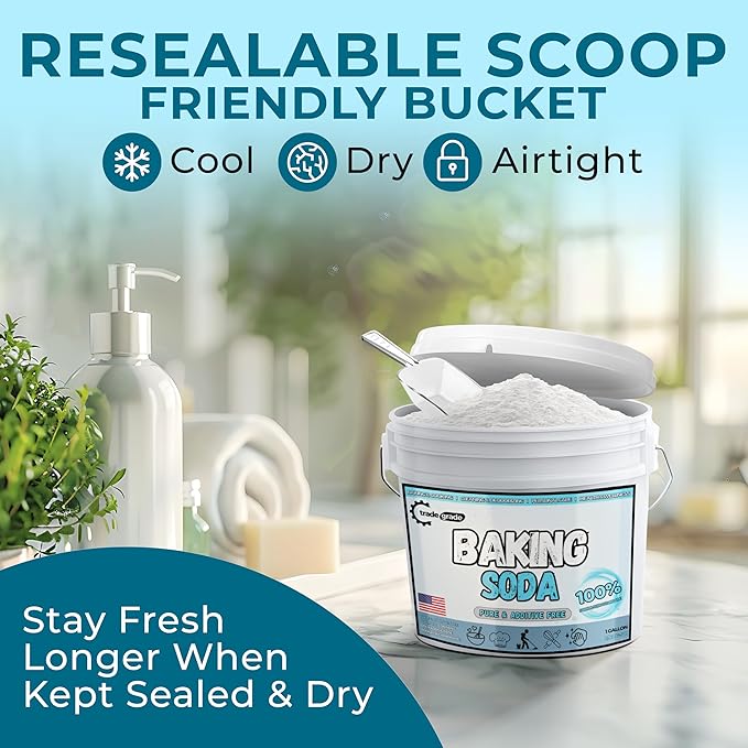 TradeGrade Pure Baking Soda Powder – 1 Gallon Bucket, Sodium Bicarbonate Powder | Premium Food-Grade for Baking, Bread, Cookies & More | Baking Soda for Cleaning, Natural Cleaner & Deodorizer (1 Gallon)