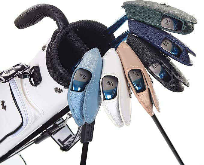 Golf Iron Covers 9pcs or 1pc Saffiano Leather Magnetic Club Headcover for Right Hand
