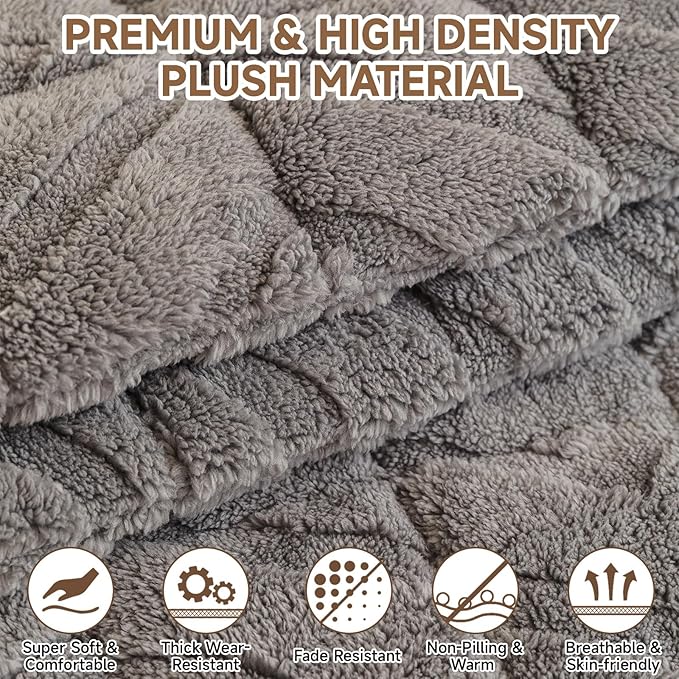 OTOB Couch Covers for 3 Cushion Couch Sofa Pet Friendly, Washable & Non Slip Geometric Jacquard Modern Plush Fuzzy Sofa Slipcovers Protector, All Season Soft Pet Couch Cover (Gray, 27.6"x82.7")
