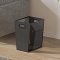 Piskyet Black Office Trash Can for Near Desk, 4.5 Gallon Unique Wood Bedroom Garbage Can,Vintage Wastebasket with Handle, Decorative Trash Can for Home Office,10.8" L x 7.8" W x 11.8" H