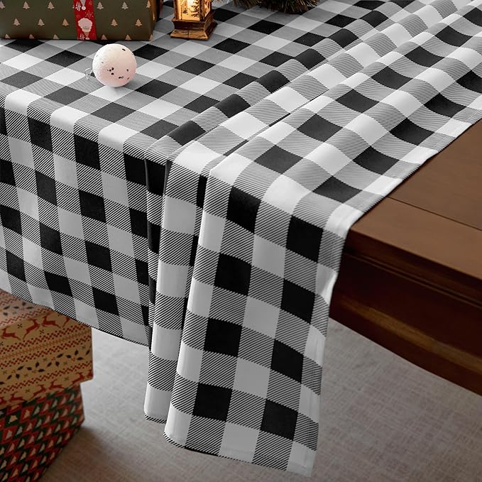 Waterproof Plaid Tablecloth Fabric - Oblong 52x70 Inch Classic Buffalo Tartan Table Cloth for Indoor/Outdoor Use - Washable Table Cover for Dinner, BBQs, and Parties