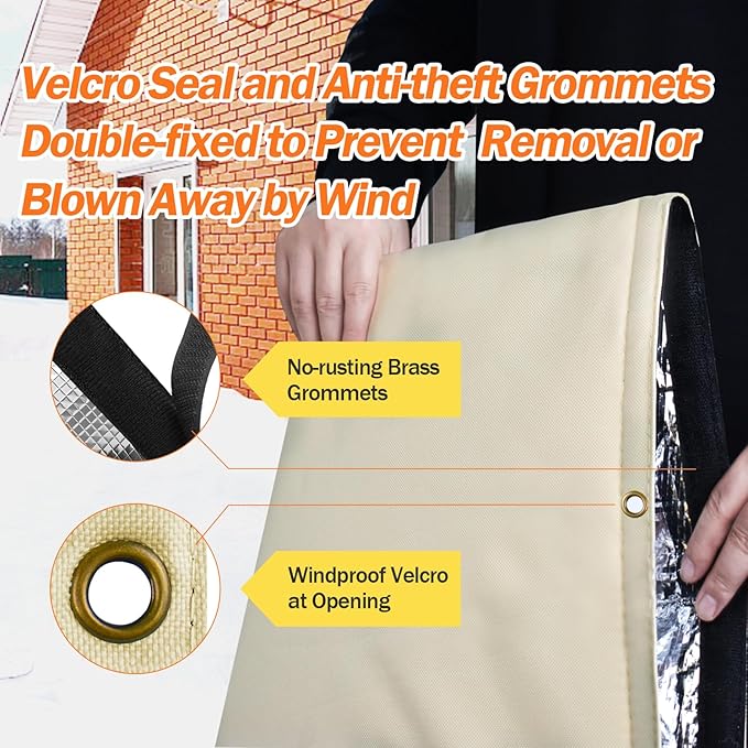 Backflow Preventer Pipe Insulation Cover (5°F) - Irrigation Sprinkler Valve Insulated Pouch - Water Well Pump Cover - Sturdy 5 Layers for Winter Freeze Protection, 40" W x 40" H, Beige
