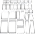 SMARTAKE 30-Piece Drawer Organizer with Non-Slip Silicone Pads, 7-Size Desk Drawer Organizer Trays Storage Tray for Makeup, Jewelries, Utensils in Bedroom Dresser, Office and Kitchen (Clear)