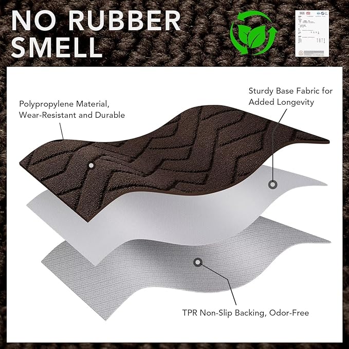 hicorfe Front Door Mat Outside Entrance,24"x35" Absorbent Muddy Dirt Resist Welcome Door Mats Outdoor Indoor,Stain and Fade Resistant,Non Slip Backing Entry Mat Doormat for Entryway (Coffee)