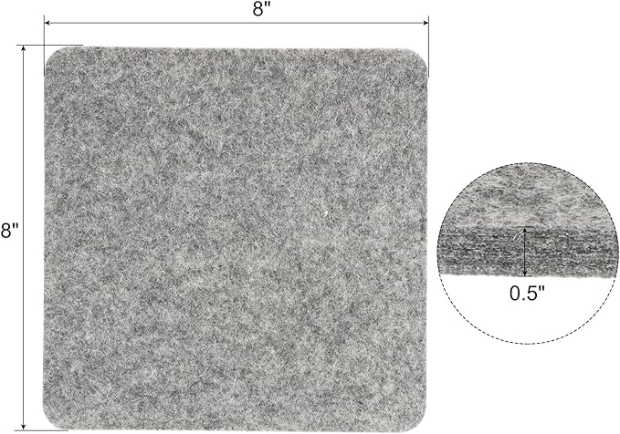 PATIKIL Wool Pressing Mat, 8" x 8" Wool Ironing Pad Blanket 0.5" Thickened Heat Resistant Quilting Ironing Pad for Quilters Sewing Craft, Grey