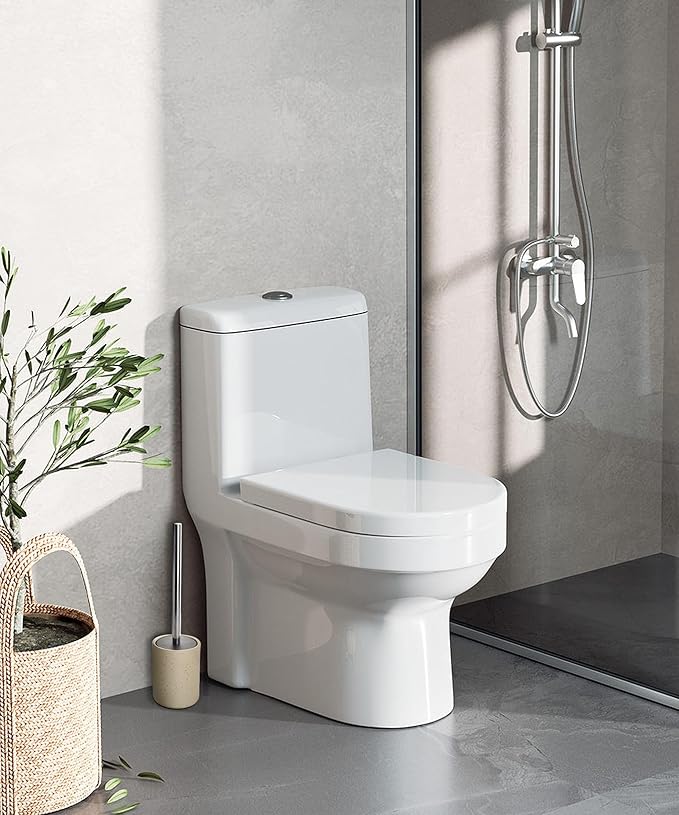 Ceramic Toilet Brush & Holder Set - Freestanding Deep-Cleaning Toilet Bowl Cleaner Brush, Stainless Steel Handle, Small & Sturdy for Storage, Easy to Clean, Non-Scratching