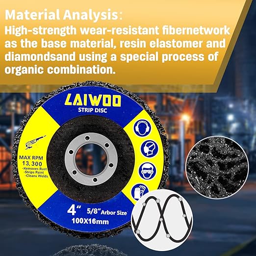 10 Pack Strip Disc Wheel for Angle Grinders Stripping Wheel, Paint Stripping Disc, Poly Abrasive Wheel for Metal Rust Welds, Oxidation, Paint Remover (4'' x 5/8'')