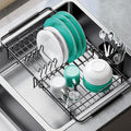 Dish Drying Rack in Sink - Expandable (14.5''-18''L) Over The Sink Dish Rack with Utensil Holder, Space-Saving Dish Drainer for Kitchen Counter, 1 Piece, Matte Black