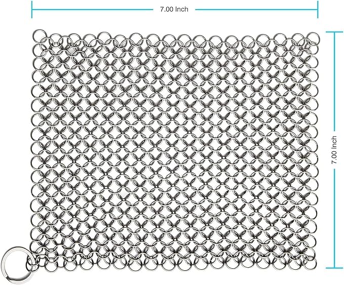 Scrubber Chainmail - Cleaner for Cast Iron Stainless Steel Anodized Cookware Scraper Cleaning Dutch Ovens Scourer for All Types of Skillet Griddles Cast Iron Pans Pots Grills & Dutch Ovens by Krisp