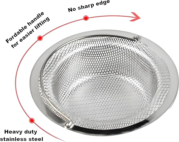 2 Pack Stainless Steel Sink Strainer Basket, Fine Mesh Drain Protector for Kitchen, Anti-Clog Rustproof Design, Dishwasher Safe Heavy Duty