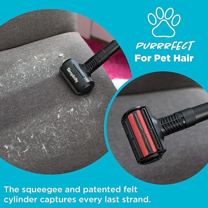 Simplicity Vacuums Jill Compact Canister Vacuum Cleaner with Pet Tool Fur Remover, Bagged Vacuum with Certified HEPA Filtration for Hard Floors and Rugs, Stair Vacuum