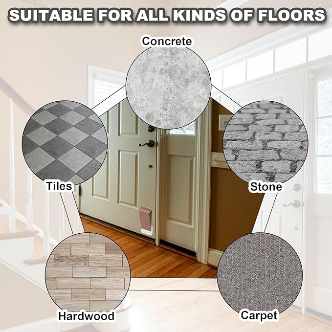PATIKIL Rubber Door Stoppers for Bottom of Door, Door Wedge Stopper with Holder Sturdy Stackable Doorstop Wall Protector for Home Office Floor Concrete Tile, Brown