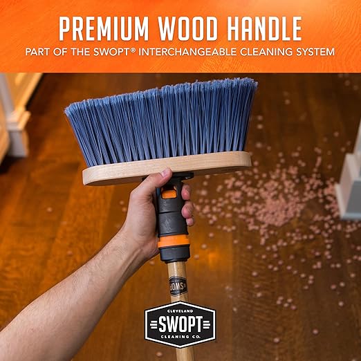 SWOPT Premium 48” EVA Foam Comfort Grip Wooden Handle – Ergonomic Design Eliminates Loose Handles —Interchangeable with All SWOPT Cleaning Products for More Efficient Cleaning and Storage
