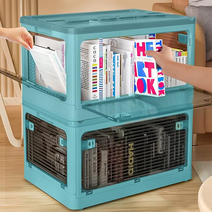 Collapsible Storage Bins,Storage Bins with Lids,Stackable 8.2Gal Folding Storage Box