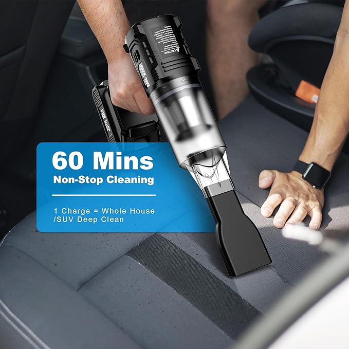 Handheld Vacuum Cleaner Cordless- 35000PA Strong Suction for Car & Home, Car Vacuum Portable Rechargeable Lightweight for Pet Hair with HEPA Filter, Quick Clean in Office/Desk/Couch (Black)