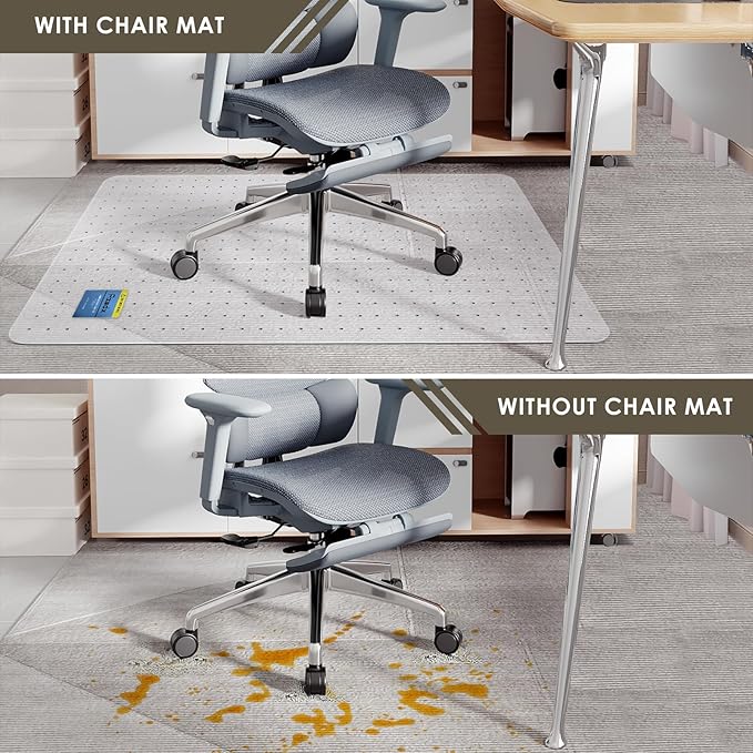 Azadx Heavy Duty Office Chair Mat for Carpet 32" x 48" Hard Material Chair Mat for Carpeted Floor Slip Resistant Carpet Protector for Home Office Easy Glide Desk Floor Mat for Office Chair on Carpets