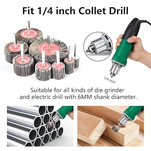 24Pcs Abrasive Flap Wheel Sander Set 80 Grit Sanding Flap Wheels Abrasive Flap Wheel Set 1/4" Shank Sanding Paper Polishing Wheel Die Grinder Flap Wheel for Grinding, Polishing, Deburring