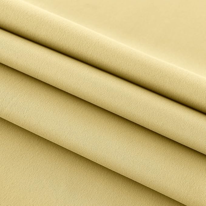 DWCN French Door Curtains – Rod Pocket Thermal Blackout Curtain for Doors with Glass Window, Kitchen and Patio Doors for Privacy, 54 X 72 Inches Long, 1 Curtain Panel with Tieback, Light Yellow