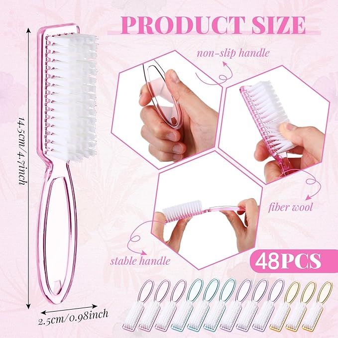 Patelai 100 Pcs Handle Grip Nail Brush Bulk Colorful Nail Scrubber Cleaner Fingernail Brushes Hand Toes Scrub Cleaning Brushes Pedicure Scrubbing Tool for Men and Women, Multicolor Brush