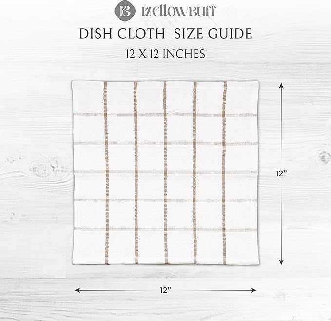 100% Cotton Terry Dish Cloth & Dish Towel, 6 Pack, Super Soft and Absorbent Kitchen Towels, Perfect for Kitchen Cleaning and Dish Washing (TAN (DT and DC Combo))