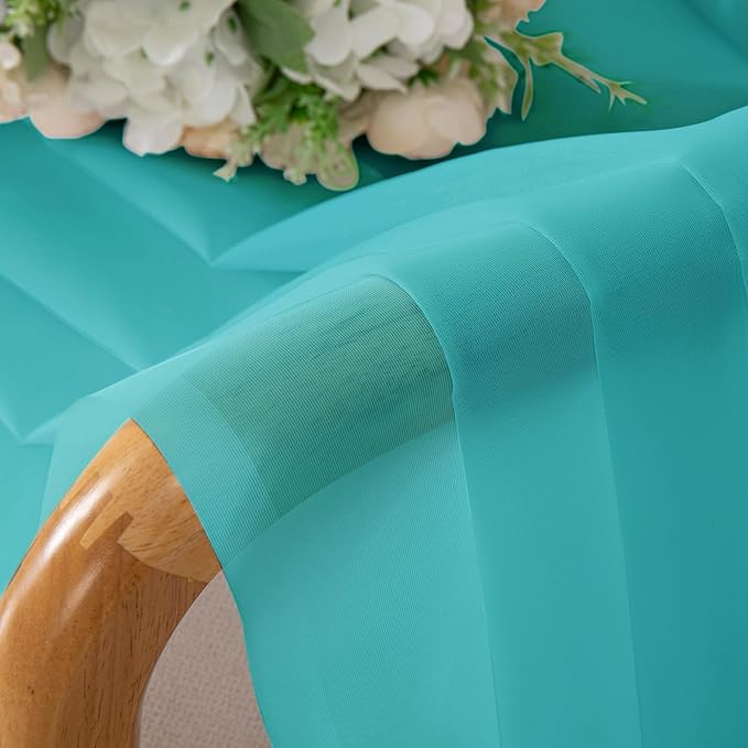 Chyhomenyc Turquoise Sheer Curtains 84 Inch Length 2 Panels, Light Filtering Soft Airy Voile Rod Pocket Teal Sheer Window Drapes for Bedroom Living Room, Each 42Wx84L Inches