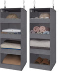 GRANNY SAYS 4-Shelf Hanging Organizer, Closet Hanging Shelves, Closet Hanging Storage Organizers, Organization for Bedroom, Living Room, Baby Nursery, Camper Accessories, Gray, 2-Pack