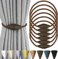 6 Pack Magnetic Curtain Tiebacks Rope Modern Handmade Curtain Tie Backs Decorative Drapes Weave Holdbacks for Window Décor, Coffee