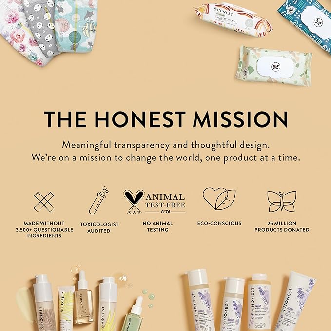 The Honest Company Hydrate and Cleanse Naturally Scented Wipes Cleansing Multi-Tasking Wipes 99% Water Plant Based Hypoallergenic Aloe and Cucumber 60 Count
