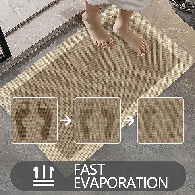 Ultra Thin Door Mat Indoor Entrance, 1/10 in Thin Door Mats for Inside Entry, Non-Slip Rubber Backing Washable Doormat, Fade Resistant, Absorbent, Low Profile Dirt Trapper, 35"X24",Brown