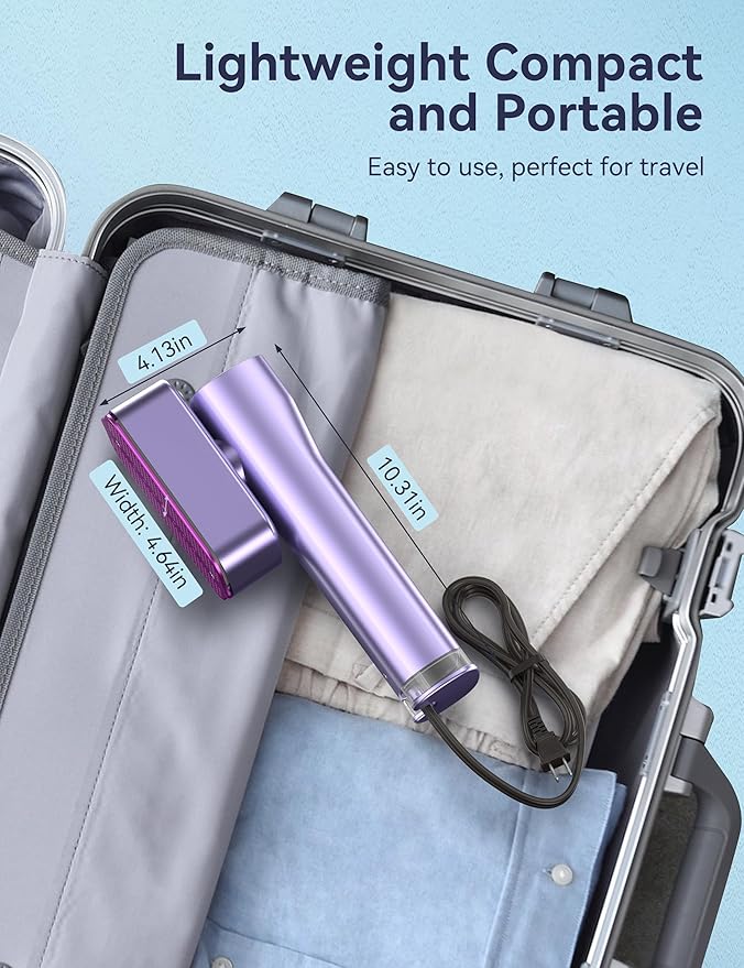Steamer for Clothes,Sundu Portable 2-in-1 Steamer & Iron,15s Heat-up,100ml Tank,Ironing Gloves,20 Min Steam,Wrinkle Remover,Garment Steamer for Travel & Home(Dreamy Purple)
