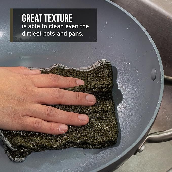 Old Fashion 100% Cotton Dishcloths - Set of 4 Mixed Colors - 2 Sage/2 Natural -11" x 11"