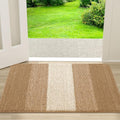 Kitinjoy Indoor Outdoor Door Mat, 30x17 Non-Slip Absorbent Dirt Trapper, Low-Profile Washable Inside Entrance Front Floor Mat, Sturdy Soft Entry Doormats for Entryway, Camel