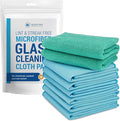 Claro 2 Step Glass Cleaning Cloth 8-Pack – Green Wet & Blue Dry Microfiber Towels Cleaning for Windows, Mirrors & Glass - Streak and Lint Free Cloth for Home, TV, Shower - Machine Washable