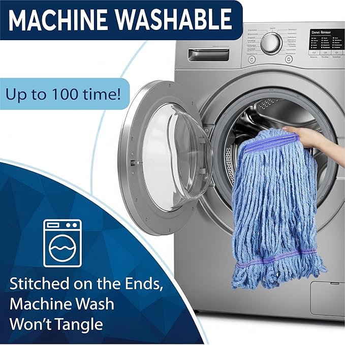 3 Packs Commercial Mop Head Replacement, Mop Heads Replacements – Heavy Duty Commercial Floor Cleaning – Super Absorbent Cotton, Durable & Washable – Ideal for Cleaning Service Companies & Homeowners