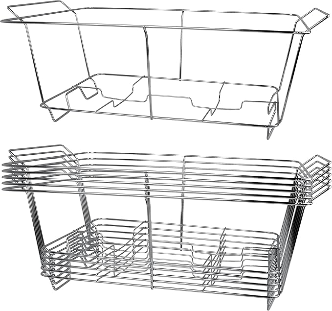 COMFICOVE 6 Pack Chafing Wire Rack Buffet Stand Chrome Frame for Events, Parties, Wedding, & Birthday Party Catering, Full Size Chafing Stand for Dish Serving Trays, Food Warmer Catering Supplies