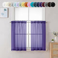 Chyhomenyc Sheer Curtains 36 inch Length 2 Panels, Light Filtering Voile Rod Pocket Short Window Sheer Curtians for Bathroom Living Room, 2PCS, Purple