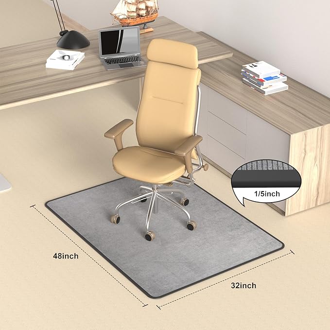 Heavy Duty Office Chair Mat for Carpet and Hardwood Floor Bohemian Desk Chair Mat Rug 36'' x 48'' Corduroy Surface Floor mats for Office Home