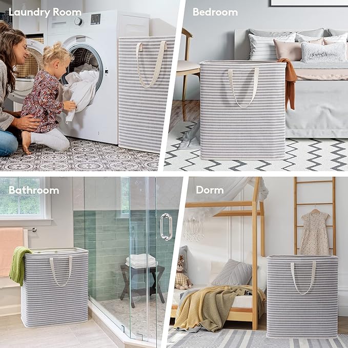 Lifewit Laundry Hamper Large Collapsible Laundry Basket, Freestanding Waterproof Clothes Hamper Storage with Easy Carry Handles for Clothes in Bedroom Bathroom College Dorm for Adults, Gray, 100L