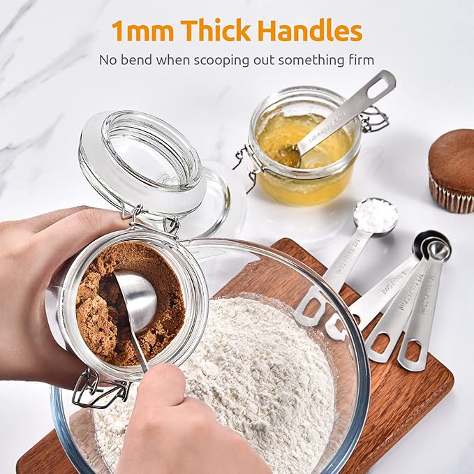Measuring Spoons: U-Taste 18/8 Stainless Steel Measuring Spoons Set of 6 Piece: 1/8 tsp, 1/4 tsp, 1/2 tsp, 1 tsp, 1/2 tbsp & 1 tbsp Dry and Liquid Ingredients