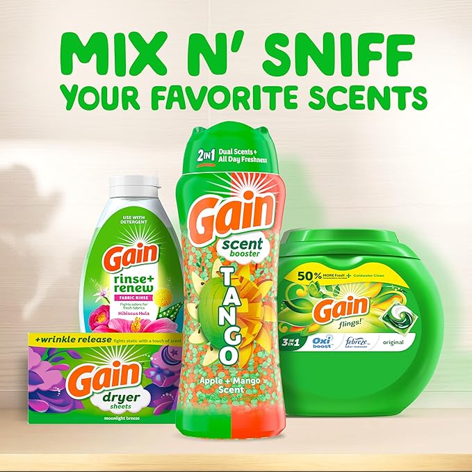 Gain Tango 2-in-1 Laundry Scent Booster Beads, Apple and Mango Scent, 10.7 OZ, Laundry Beads with Dual Scents Plus All Day Freshness