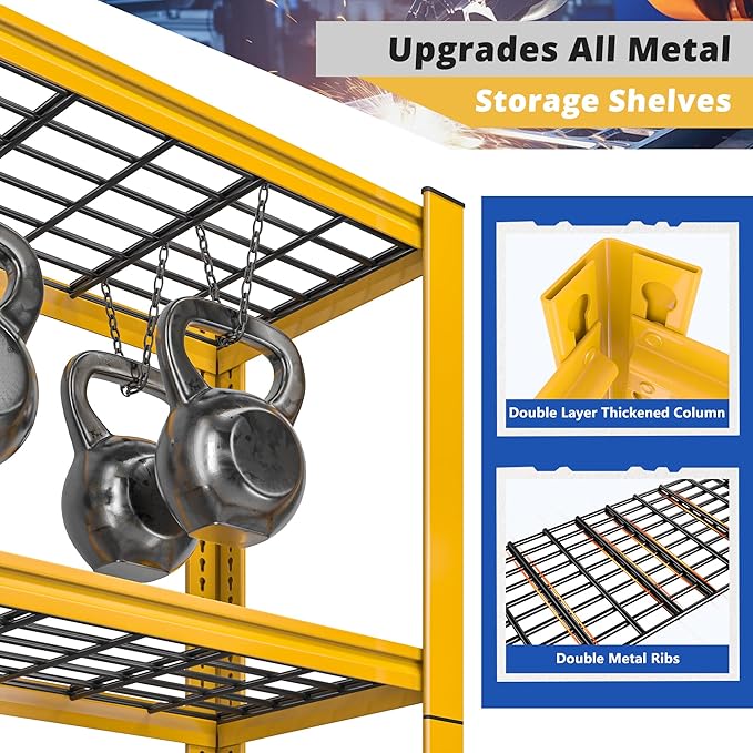 REIBII 72''H Garage Shelving 3010 LBS Storage Shelves Adjustable Metal Shelving 5 Tier Metal Shelves for Storage Industrial Shelf for Kitchen Pantry Warehouse Basement 72" HX35.5 WX16 D, 2 Pack