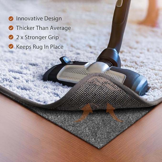Felt Rug Pad, 4 x 6 Ft Rubber Non-Slip Rug Pad Gripper, Keep Rugs Secure and in Place, Extra Strong Under Carpet Mat Cushion - for All Floors