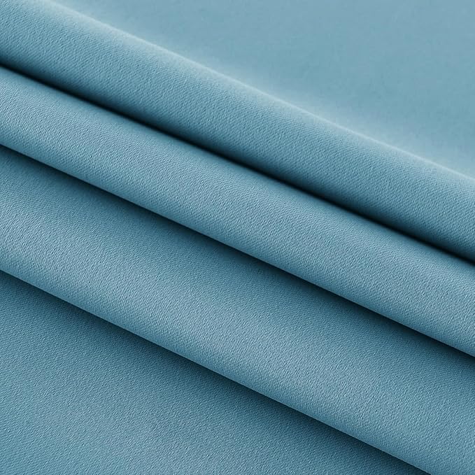 DWCN French Door Curtains – Rod Pocket Thermal Blackout Curtain for Doors with Glass Window, Kitchen and Patio Doors for Privacy, 54 X 72 Inches Long, 1 Curtain Panel with Tieback, Stone Blue