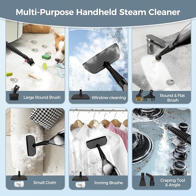 Steam Mop, 12-in-1 Powerful Handheld Steam Cleaner Detachable Steam Mops for Floor Cleaning, 550ML Removable Tank, 23FT Power Cable, MultiPurpose Steamer for Hardwood, Tile, Grout, Furniture