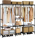 Clothes Rack, Portable Closet, 71.7 Inch Large Capacity Wardrobe Closet, Clothes Storage Organizer with Shelves and 3 Hanging Rods, Easy to Assembly, Black PCT035B01