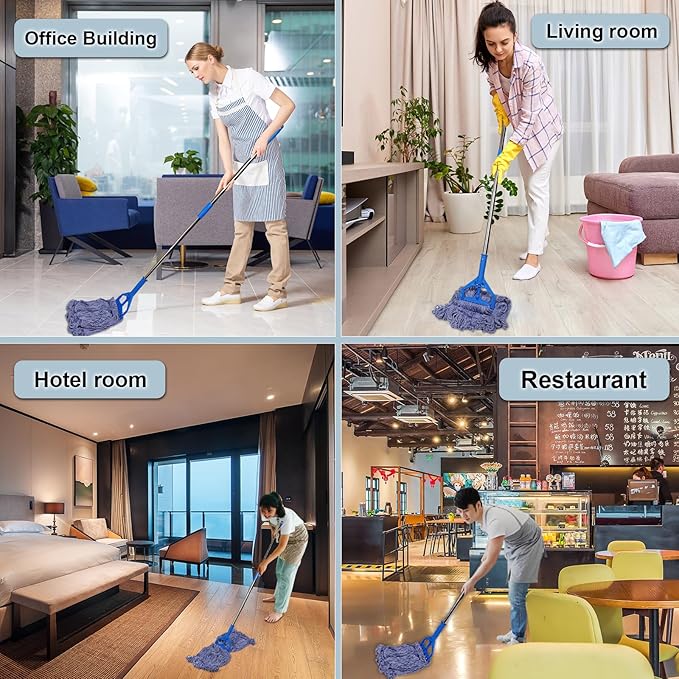 JERIA 4 Pack Heavy Duty Mop Head Replacements,String Mop Head for Commercial,Used for Home,Office and Kitchen,Washable,Reusable Mop